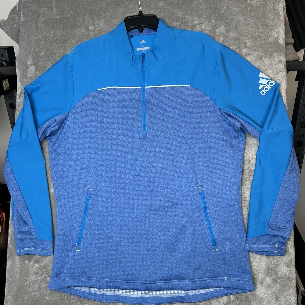 Adidas Golf 1/4 Zip Pullover Windbreaker Blue Polyester Jacket Men's Size Large